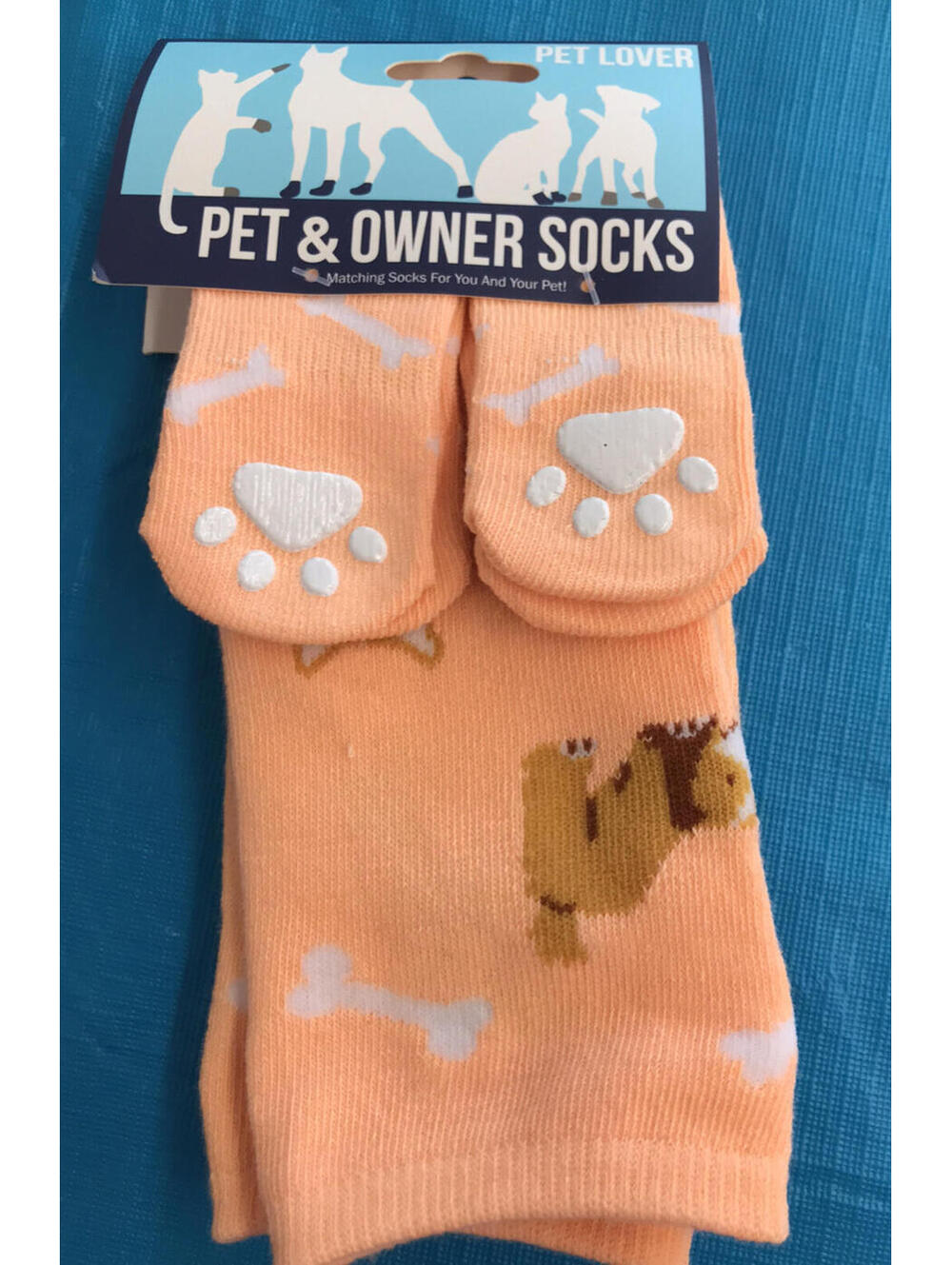 Pet & Owner Socks. Peach. Owner Socks Adult 9-11. Dog Has 4 Socks With Grip. NEW